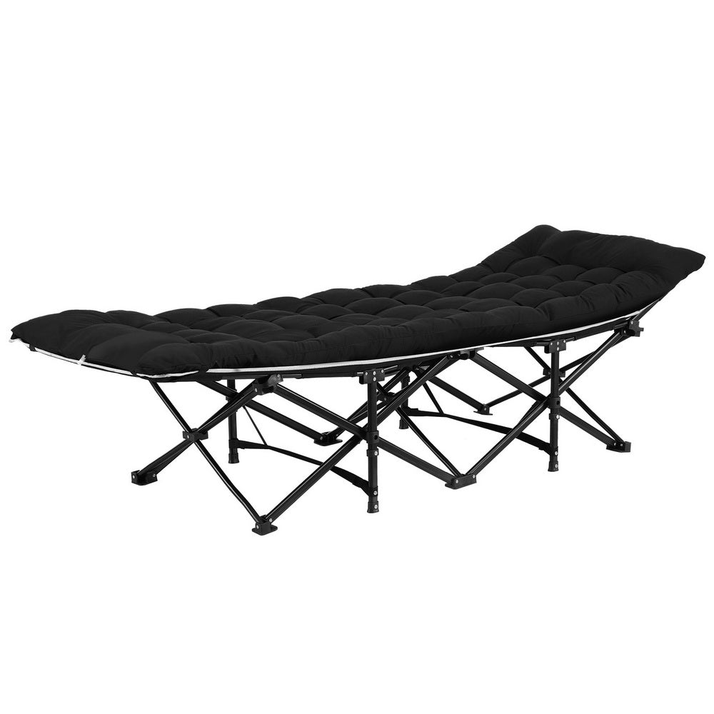 Lumina Folding Bed With Mattress Heavy Duty Black 185CM - Black