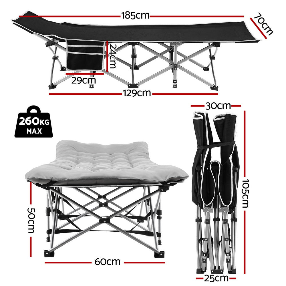 Lumina Folding Bed With Mattress Heavy Duty Grey 185CM - Grey