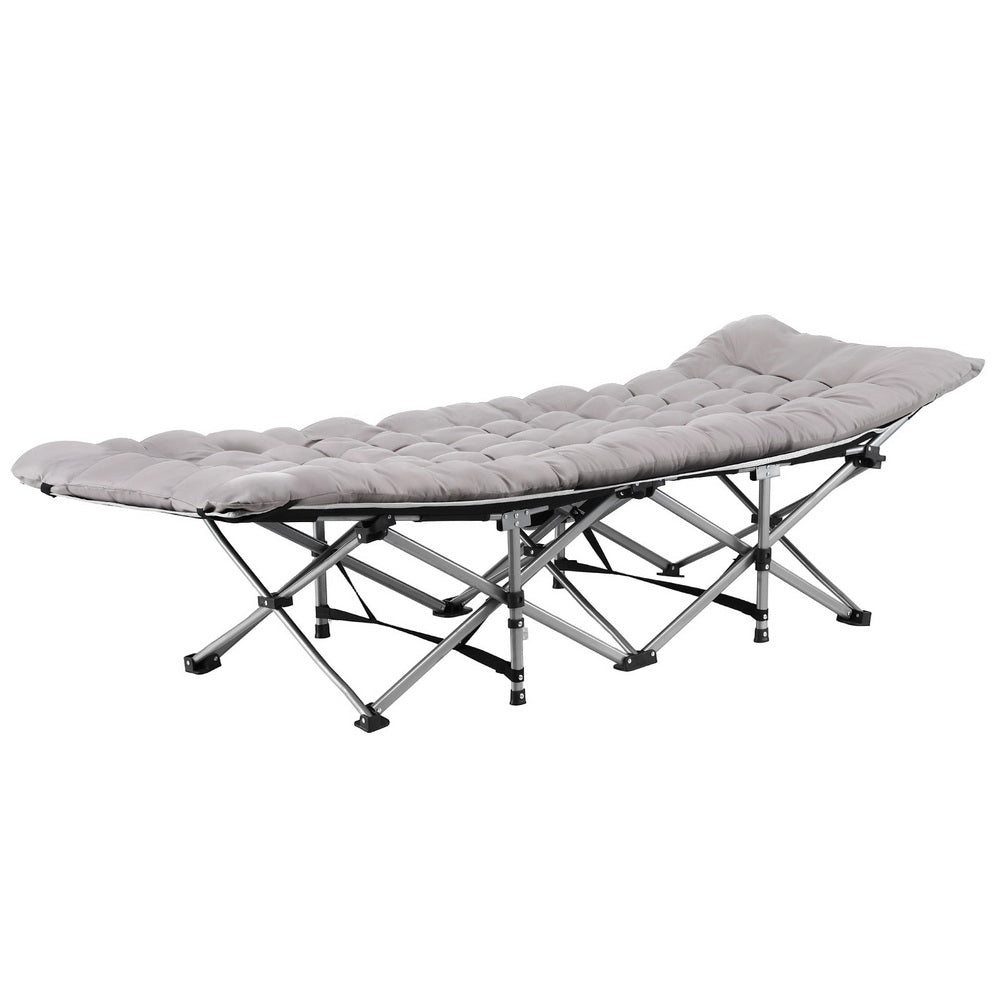 Lumina Folding Bed With Mattress Heavy Duty Grey 185CM - Grey