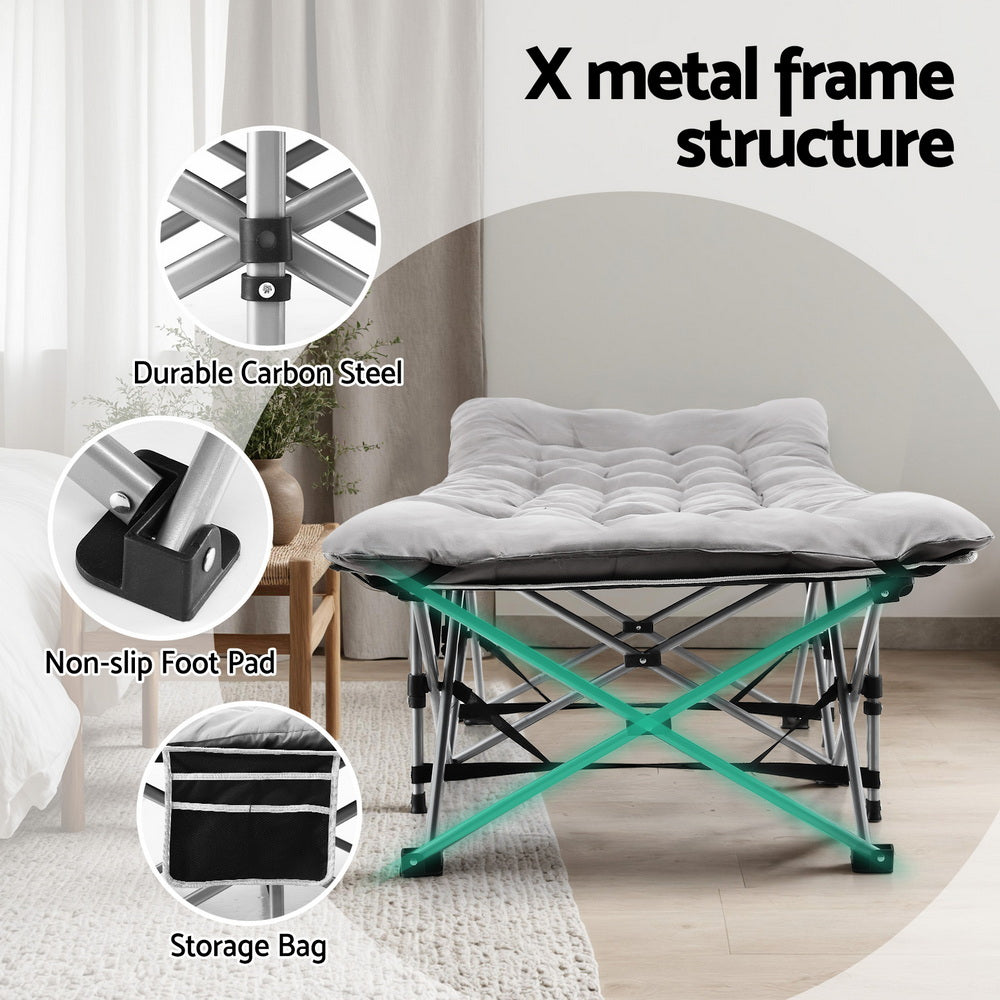Lumina Folding Bed With Mattress Heavy Duty Grey 185CM - Grey