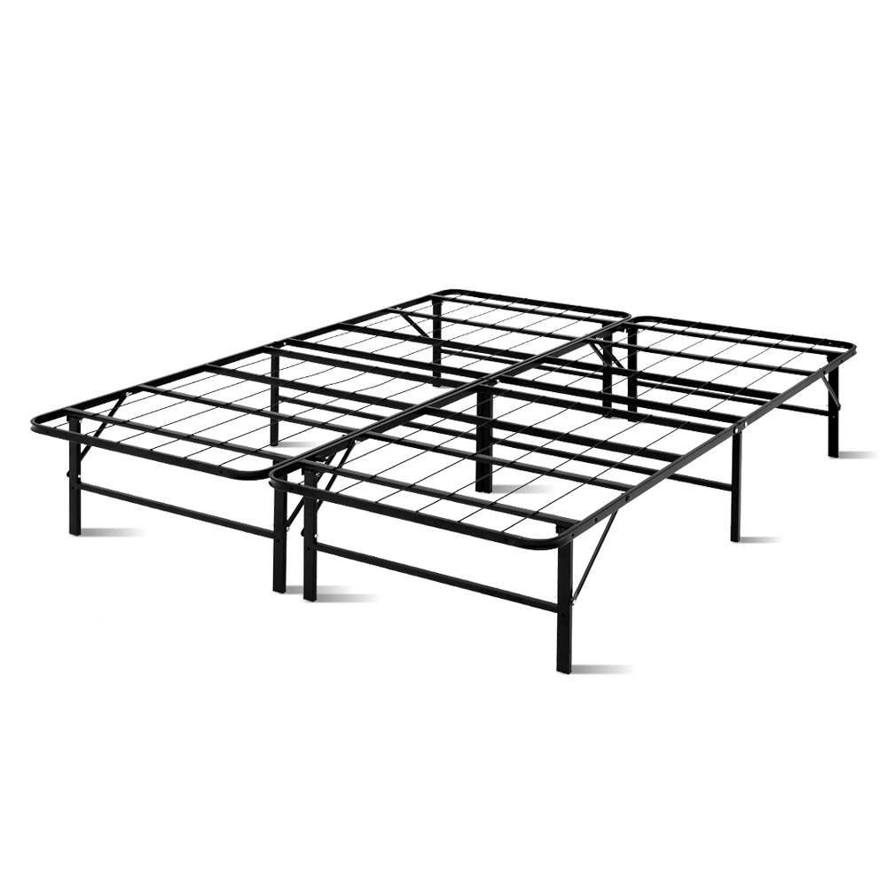 Pisa Foldable Metal Bed Frame - Black Queen