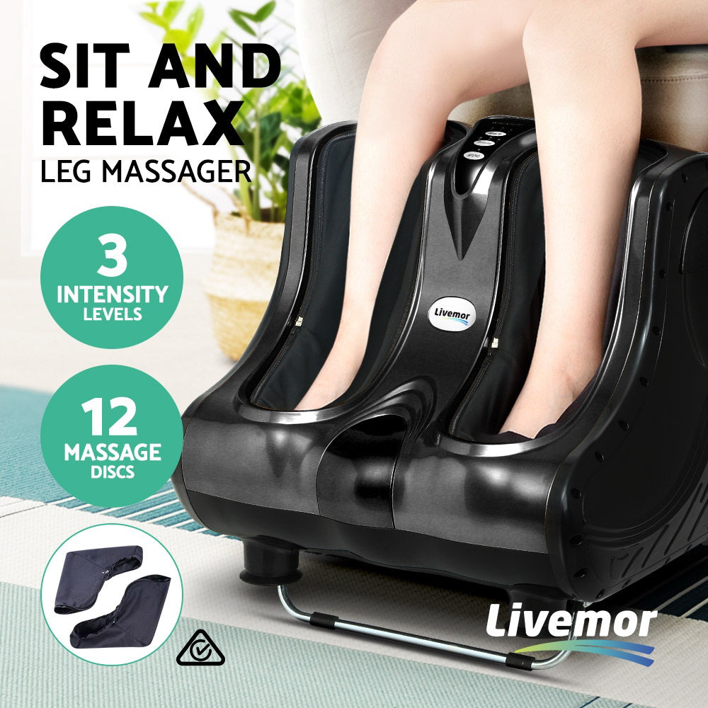 Foot Massager Ankle Calf Leg Massagers Shiatsu Kneading Rolling Black