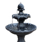 Solar Water Feature 3-Tier Fountain with Pump Kit Bird Bath 93cm - Black