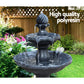 Solar Water Feature 3-Tier Fountain with Pump Kit Bird Bath 93cm - Black