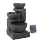 Solar Water Feature Cascading Fountain 3-Tier Bowl LED Lights 60cm - Blue