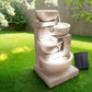 Solar Water Feature Cascading Fountain 4-Tier Bowl LED Lights 72cm - Sand