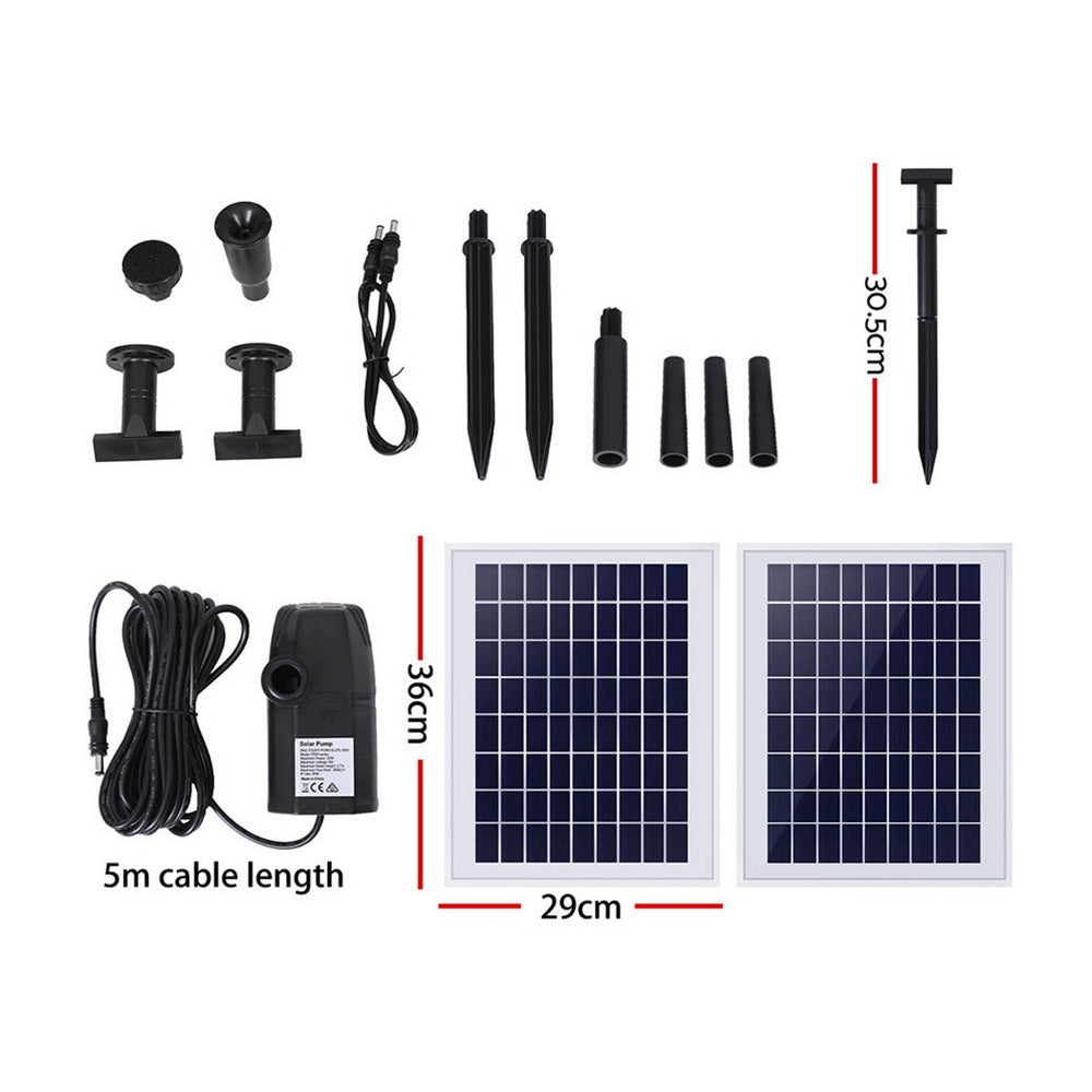 Solar Pond Pump Submersible Water Fountain Kit with 2 Panels 1600L/H