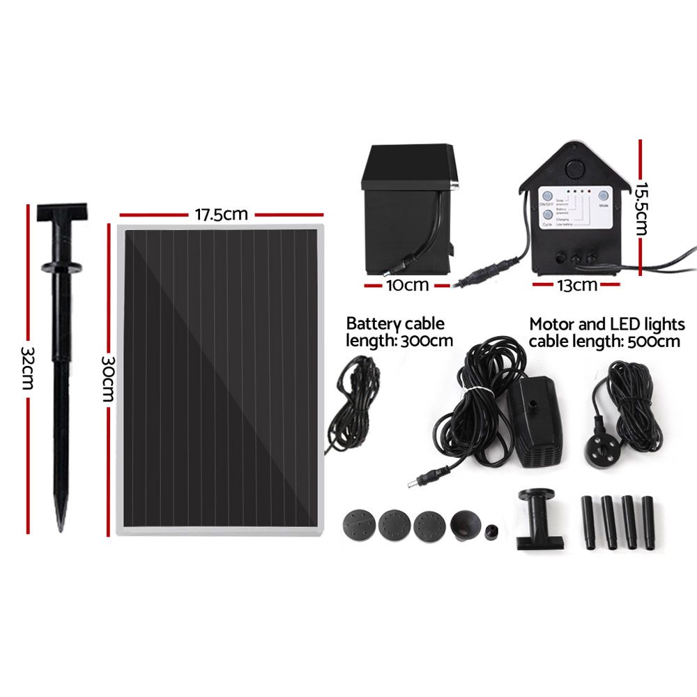Solar Pond Pump Pool Fountain Battery Garden Outdoor Submersible Kit 4FT