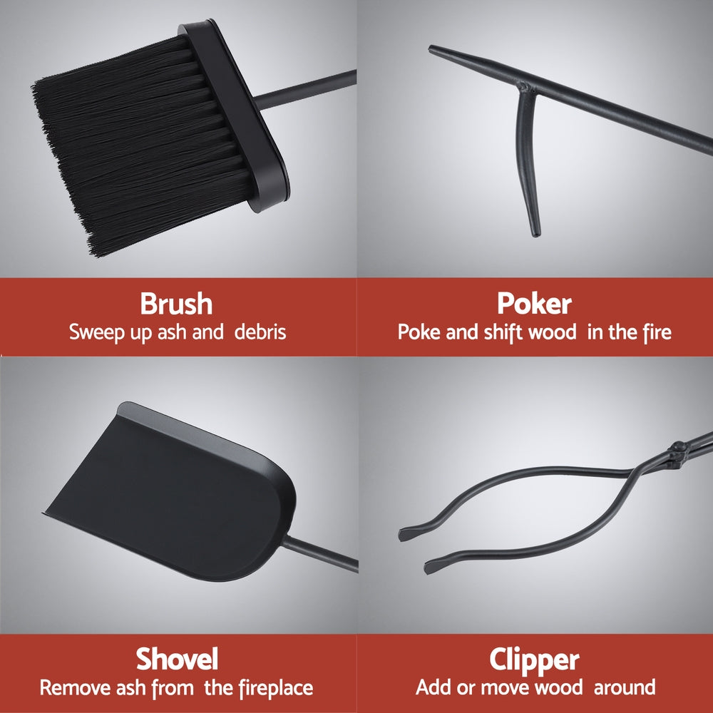 Fireplace Tool Set Fire Place Tools Poker Brush Shovel Stand Tongs