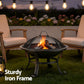 Grillz Fire Pit with Mesh Lid and Fire Picker BBQ Grill Wood Burning Outdoor Camping