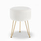Ottoman Foot Stool Vanity Velvet Round - White