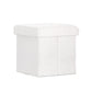Ottoman Storage Foot Stool Vanity Square Teddy - White