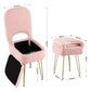 Storage Ottoman Vanity Stool Foot Stool Folding Back - Pink