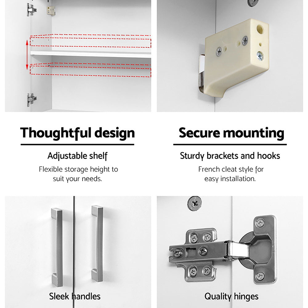 Wall Cabinet Storage Bathroom Kitchen Bedroom Cupboard Organiser White