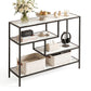Console Table Entryway Hallway Marble Effect 4-Tier Storage Shelves - White