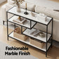 Console Table Entryway Hallway Marble Effect 4-Tier Storage Shelves - White
