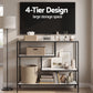 Console Table Entryway Hallway Marble Effect 4-Tier Storage Shelves - White