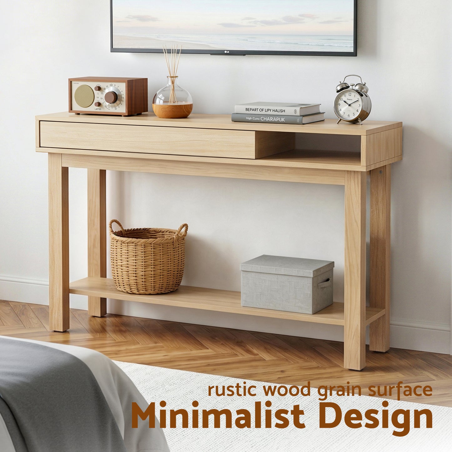 Console Table Entryway Hallway Sofa Side Table Drawer Shelf 100CM - Wood