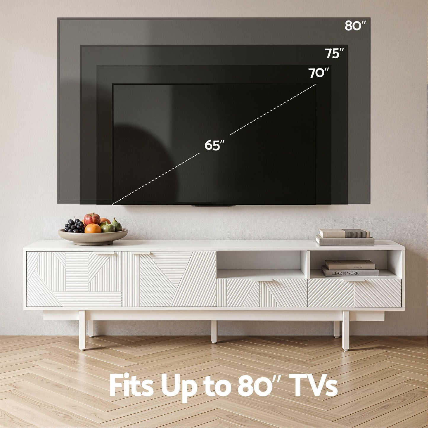 Osric 200cm TV Unit Entertainment Unit Storage Cabinet Drawer - White