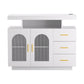 Gannon Buffet Sideboard Cabinet LED Clear Door Kitchen Storage Drawers - White