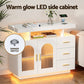 Gannon Buffet Sideboard Cabinet LED Clear Door Kitchen Storage Drawers - White