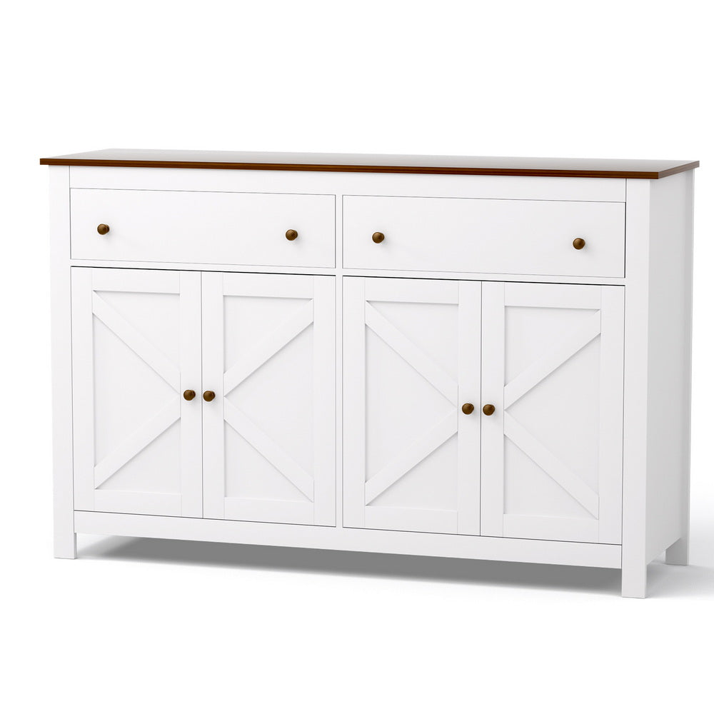 Keaton Buffet Sideboard Storage Cabinet Kitchen Cupboard 2 Drawers 140CM - White