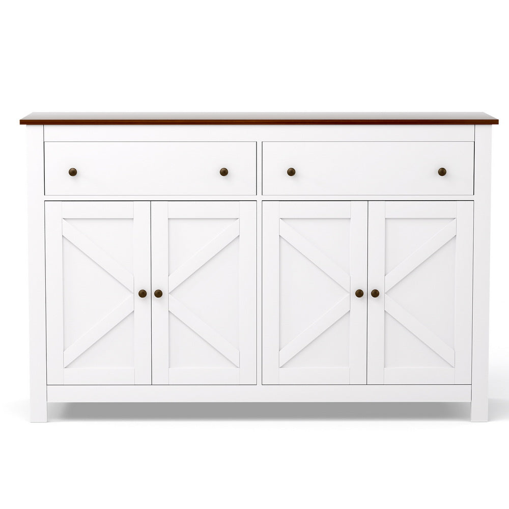 Keaton Buffet Sideboard Storage Cabinet Kitchen Cupboard 2 Drawers 140CM - White