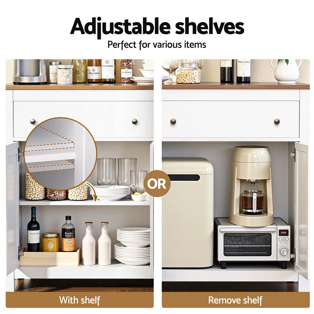 Keaton Buffet Sideboard Storage Cabinet Kitchen Cupboard 2 Drawers 140CM - White