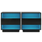 Set of 2 Halifax Bedside Tables LED with 2 Shelves - Black