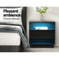 Set of 2 Halifax Bedside Tables LED with 2 Shelves - Black