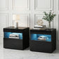 Set of 2 Halifax Bedside Tables LED - Black