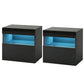 Set of 2 Halifax Bedside Tables LED - Black