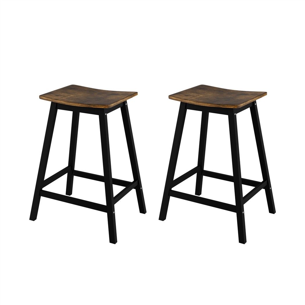 Set of 2 Dundee Bar Stools Wooden Chairs - Oak