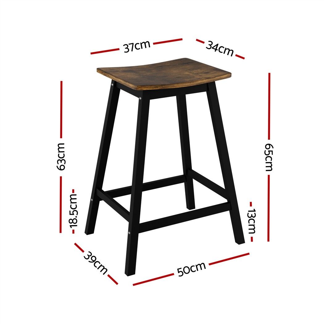 Set of 2 Dundee Bar Stools Wooden Chairs - Oak