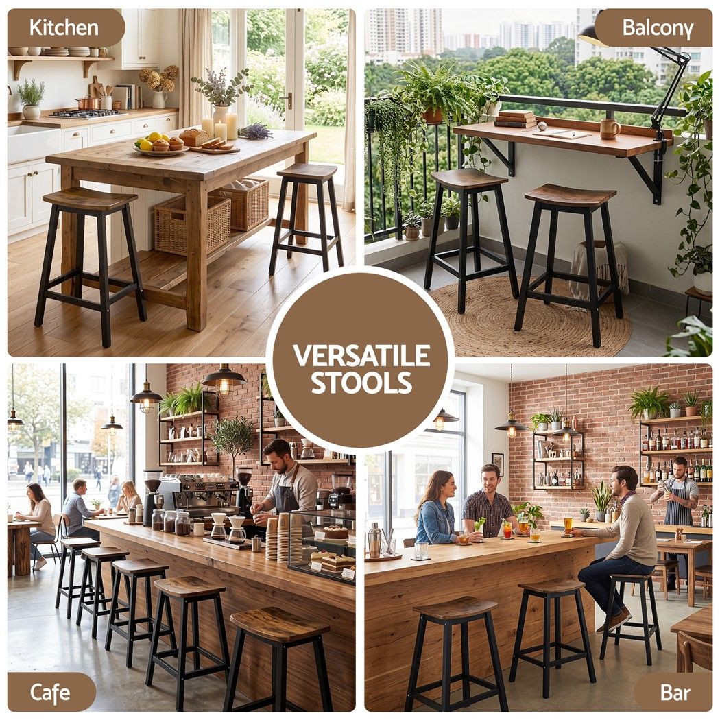 Set of 2 Dundee Bar Stools Wooden Chairs - Oak