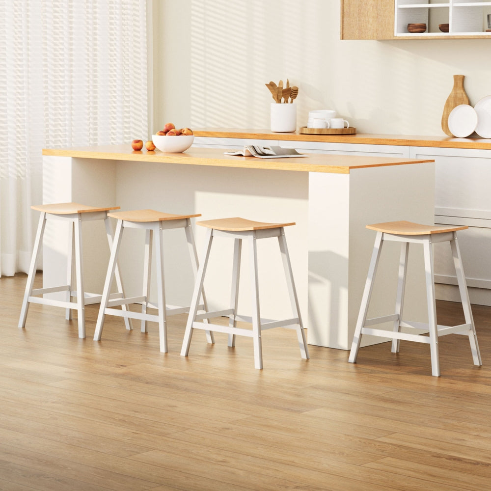 Set of 4 Dundee Bar Stools Wooden Chairs - Oak