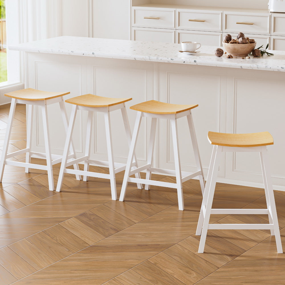 Set of 4 Dundee Bar Stools Wooden Chairs - Oak