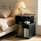 Birch Bedside Tables S-Shaped Charging Station - Black