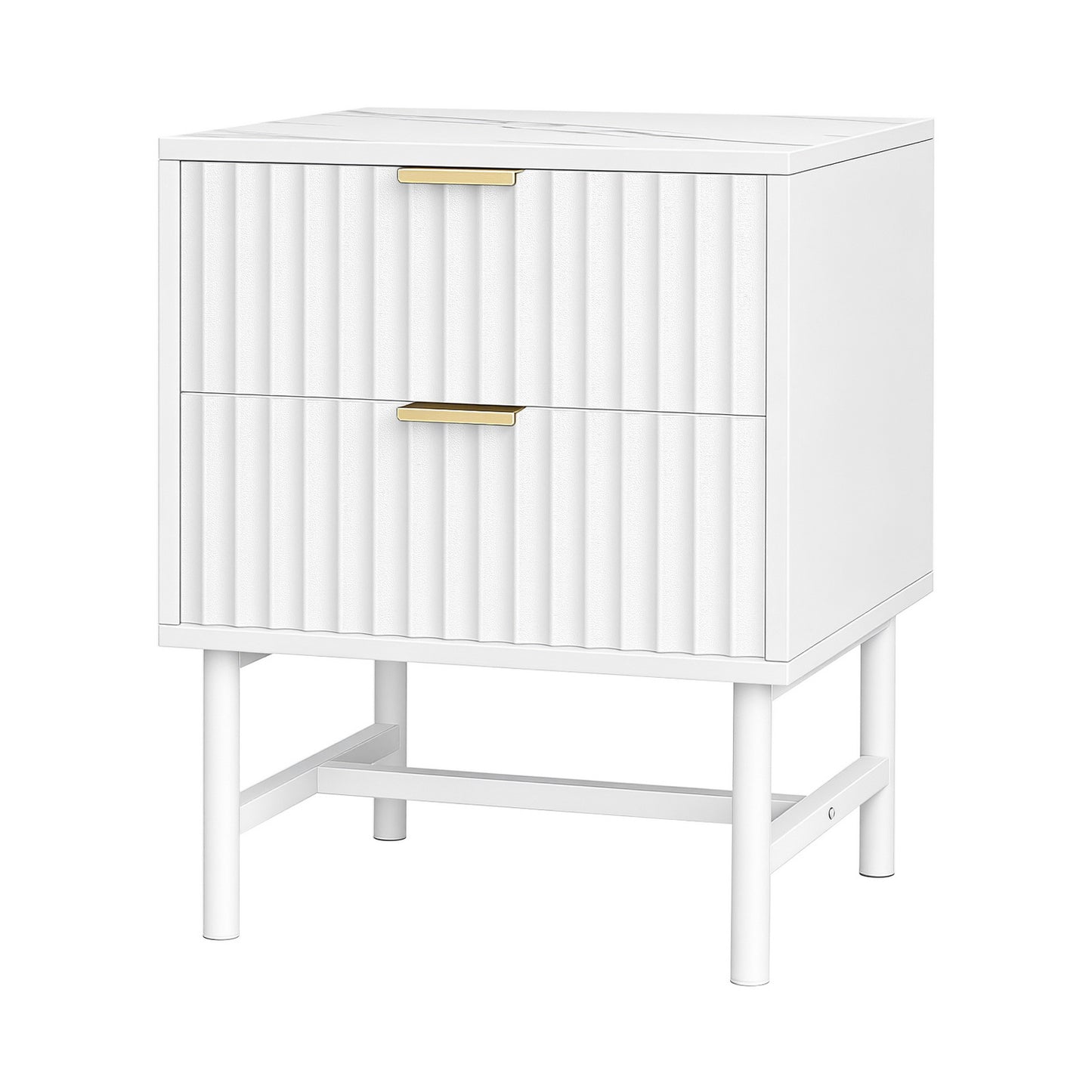 Montreal Bedside Tables with 2 Drawers - White