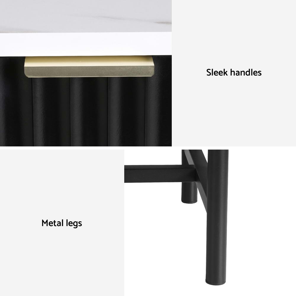 Set of 2 Montreal Bedside Tables with 2 Drawers - Black