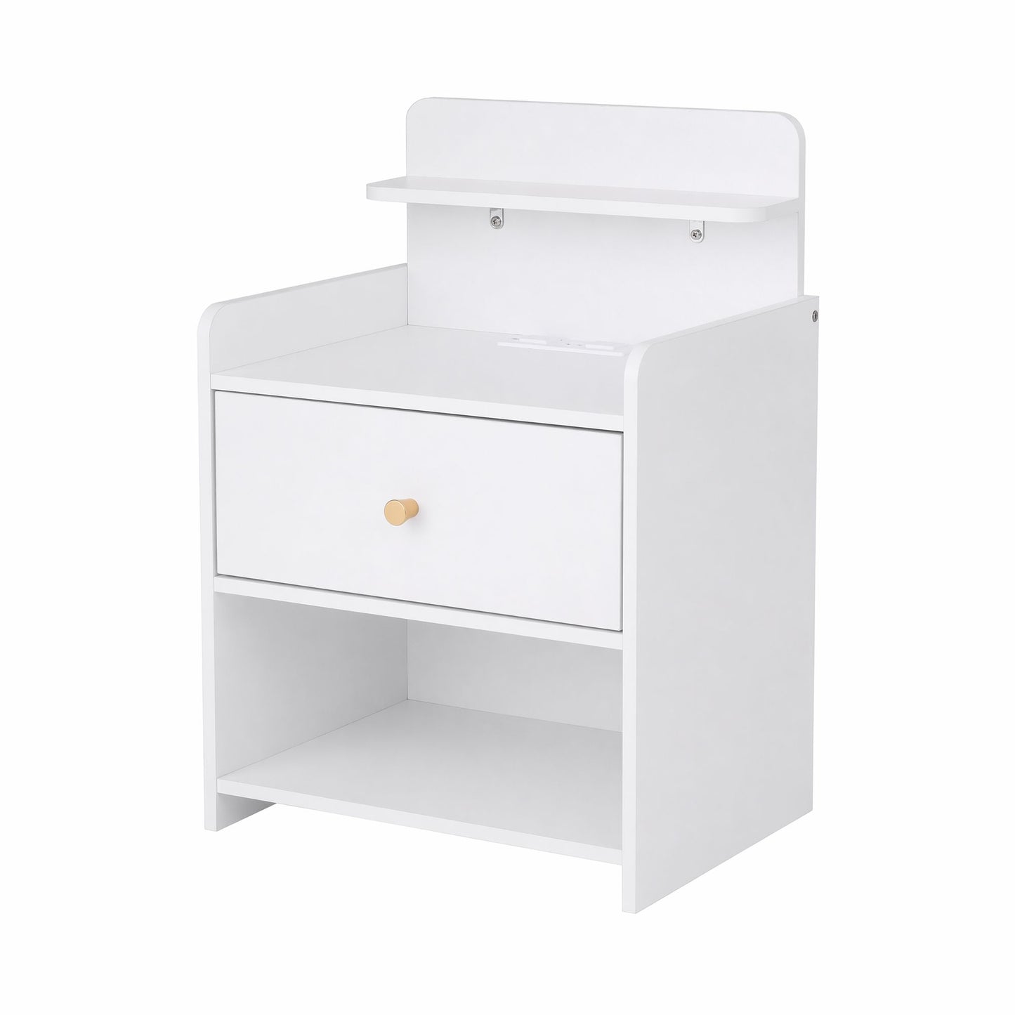 Terra Bedside Tables Drawer Charging Station - White