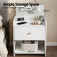 Terra Bedside Tables Drawer Charging Station - White