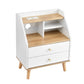 Terra Bedside Tables Charging Station with 2 Drawers - White and Pine