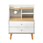 Terra Bedside Tables Charging Station with 2 Drawers - White and Pine