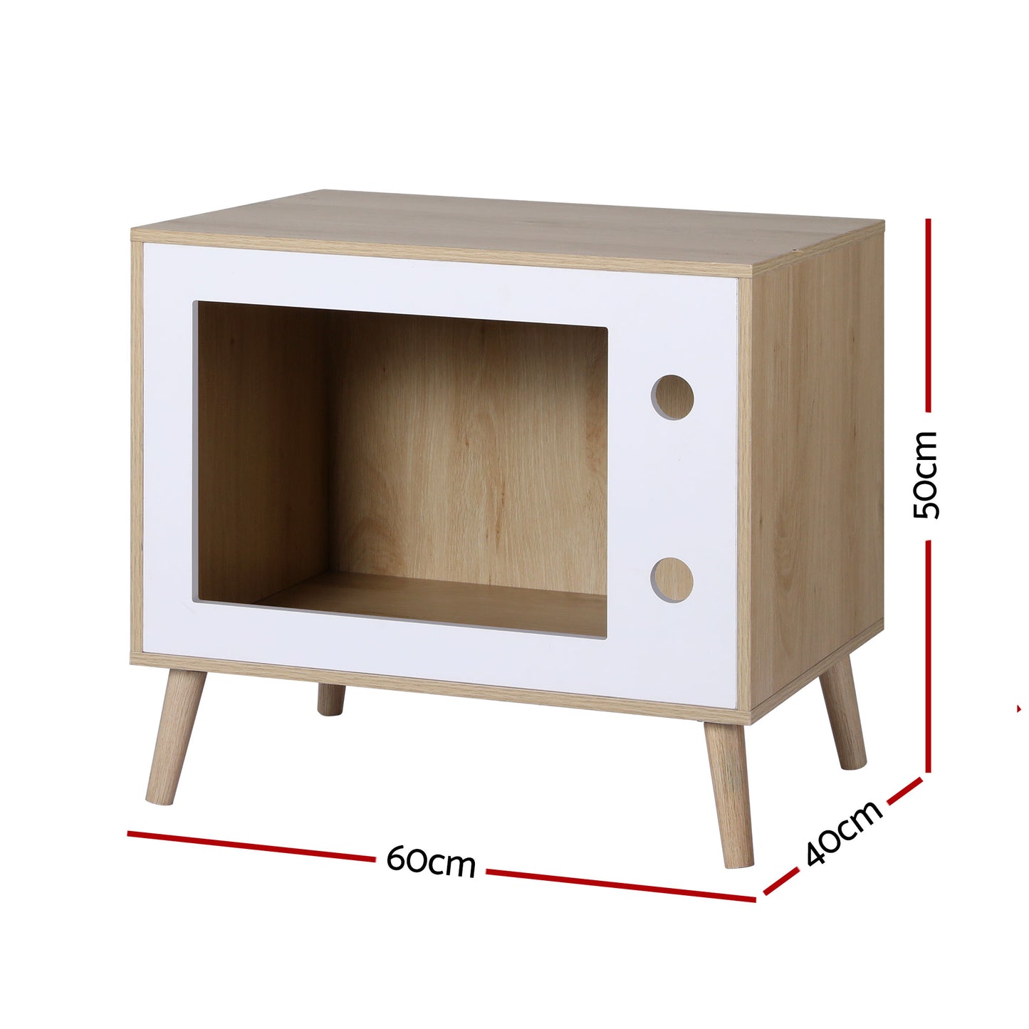 Oakley Bedside Tables Cat Nest Solid Wood 60cm - Natural