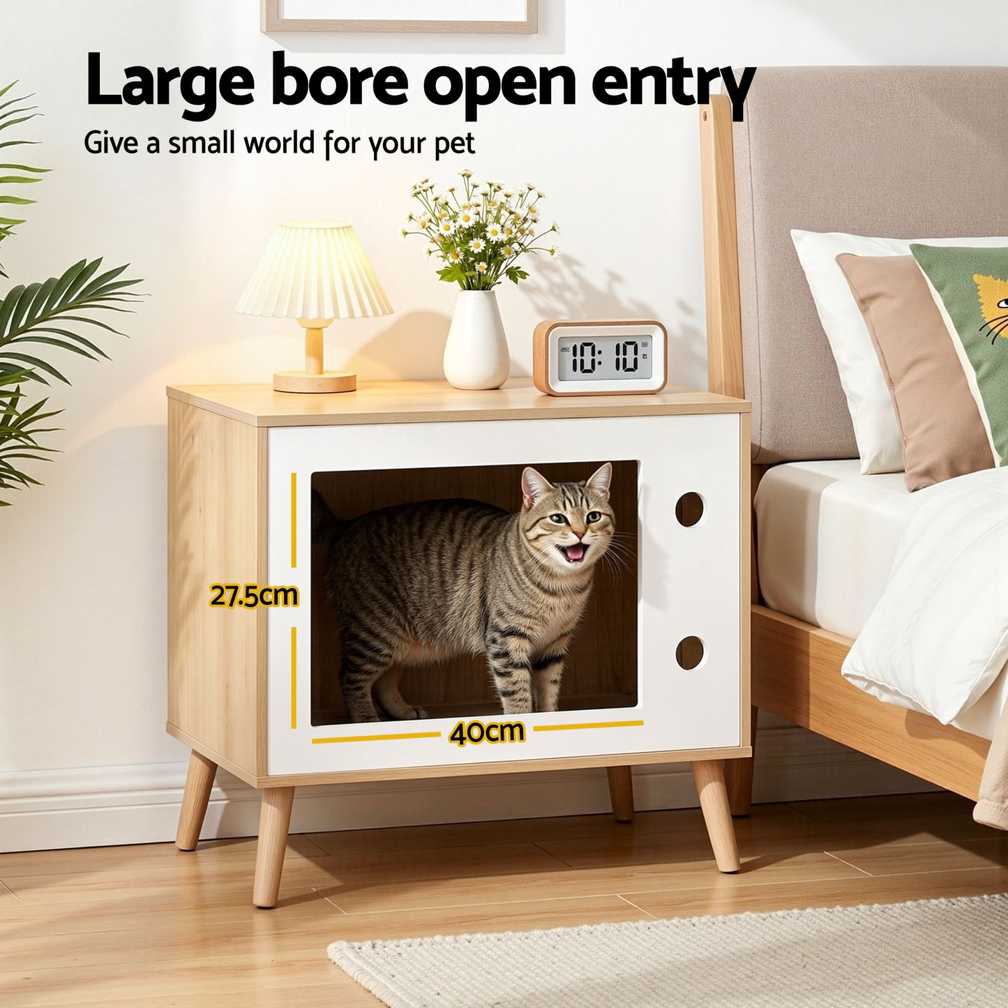Oakley Bedside Tables Cat Nest Solid Wood 60cm - Natural
