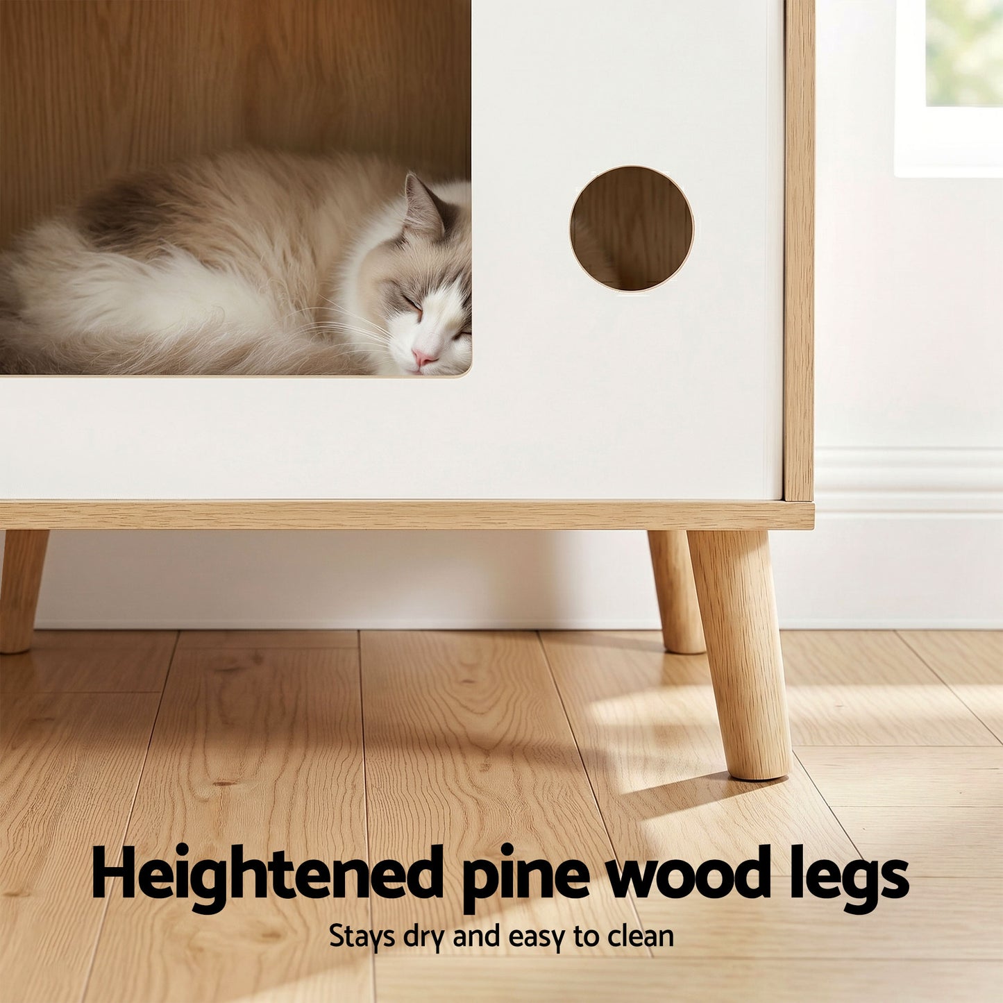 Oakley Bedside Tables Cat Nest Solid Wood 60cm - Natural