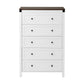 Artiss 5 Chest of Drawers Storage Tallboy White & Walnut