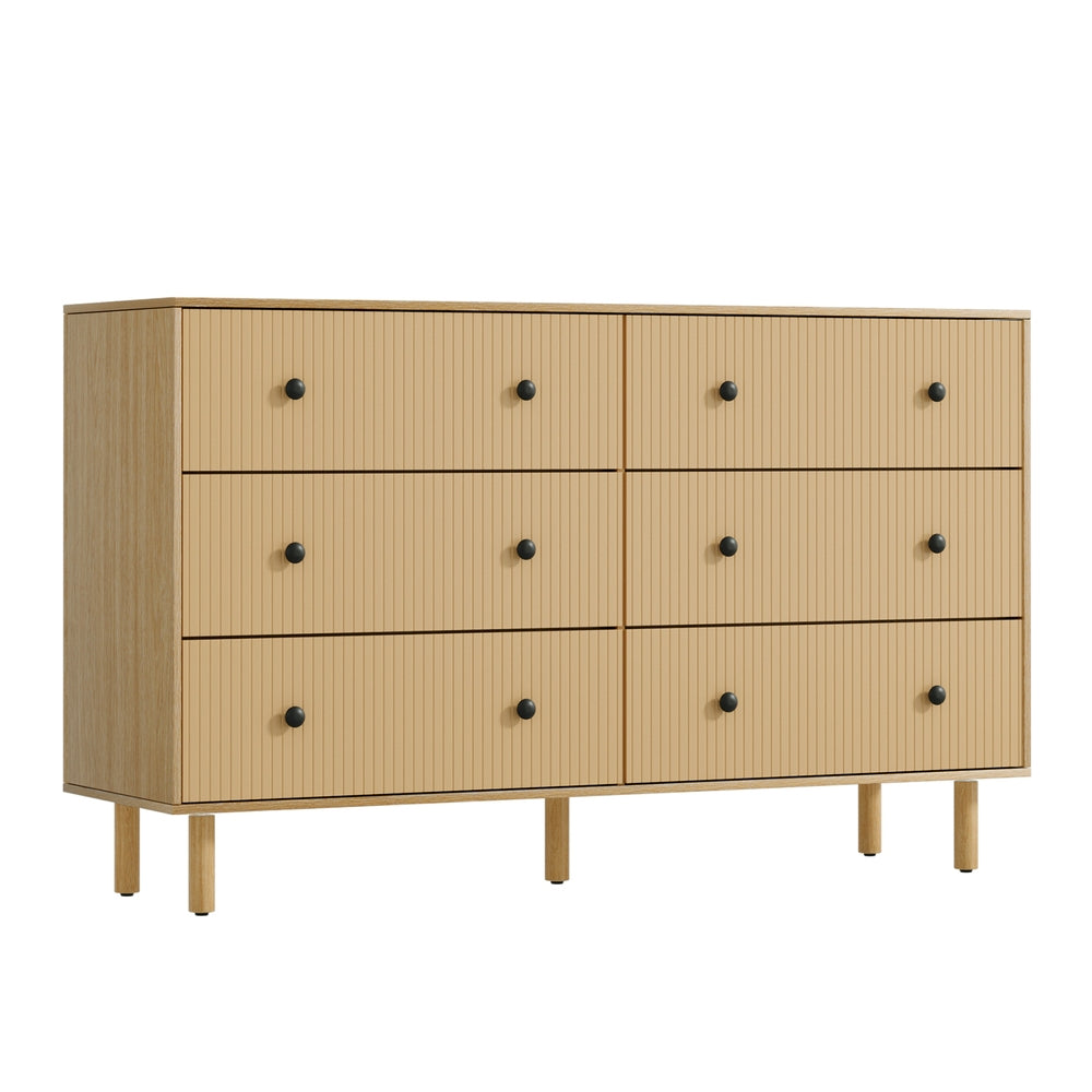 6 Chest of Drawers Fluted Front - Oak