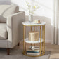 Iria Coffee Table 2-Tier Round Marble Effect White&Gold